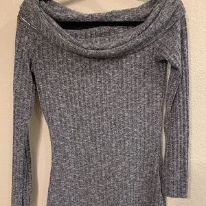 7 For All Mankind Off The Shoulder Grey Sweater